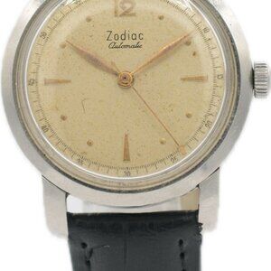 Vintage 34mm Zodiac Strong 17 Jewel Men's Automatic Wristwatch 11A Swiss Steel